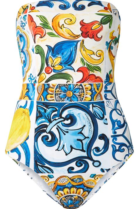 dolce gabbana majolica swimsuit|DOLCE&GABBANA Maiolica printed swimsuit .